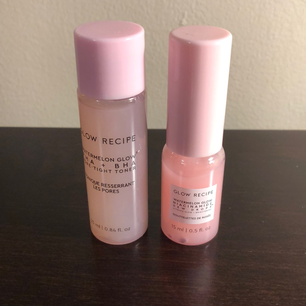 Glow Recipe Watermelon Glow Niacinamide Dew Drops and toner